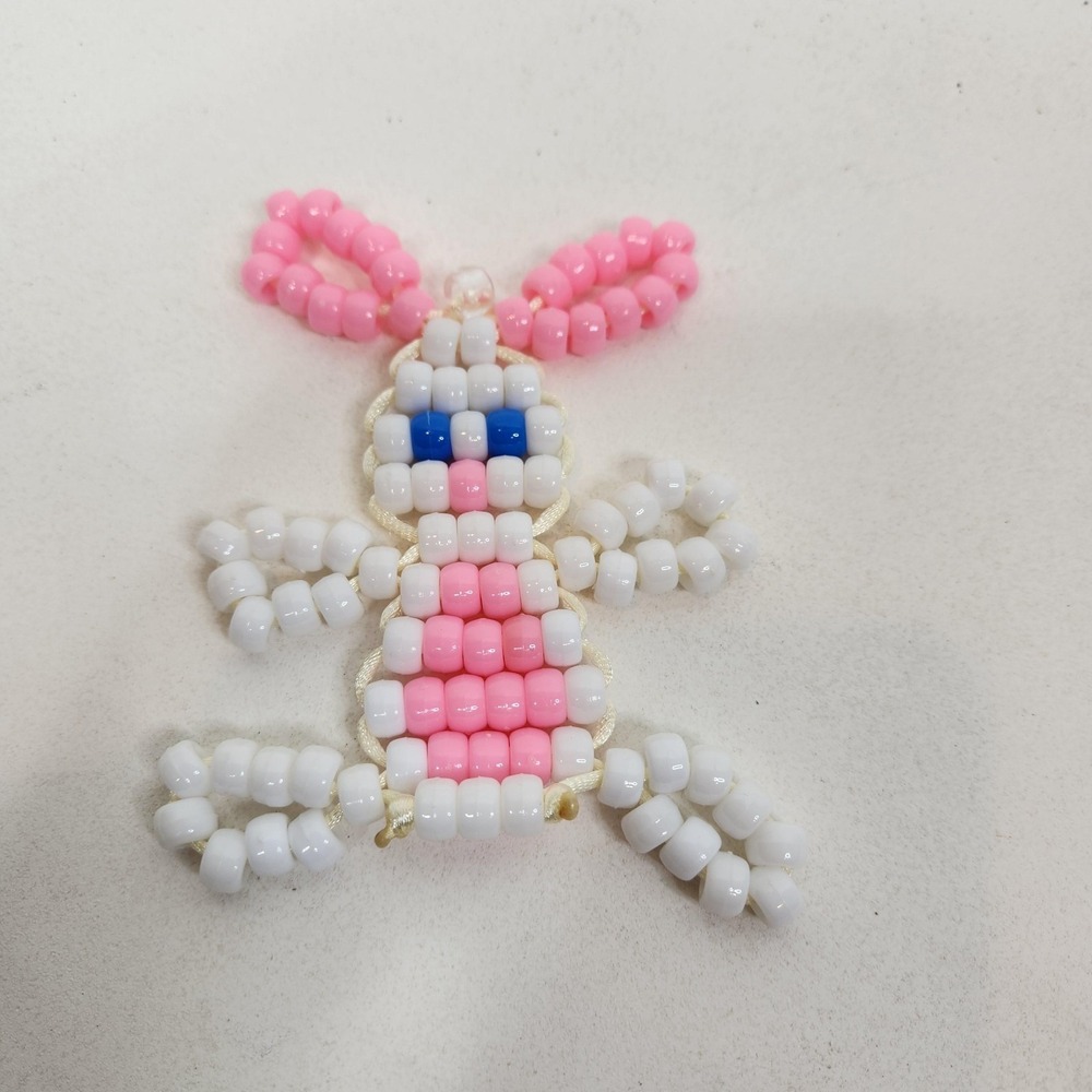 Handmade Beaded Small Bunny Rabbit Charms Lot Of 3 Multicolor Easter Decor - Picture 9 of 11